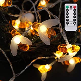 Cadena de luces para interior y exterior 20FT 40 LED Guirnalda de Luces Exteriores Impermeables en forma de Abeja para Jardín Patio Árboles Césped