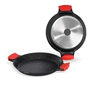 Paellera o Sartén - Saltear, Asar, Asar a la Parrilla - Sartén de Aluminio de 32cm- Base de Acero Inoxidable -Recubrimiento Cerámico Antiadherente GREBLON (40 cm)